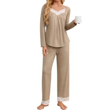 BMJL Women's Lace V Neck Pajama Sets - Cute Fall Loungewear 2024
