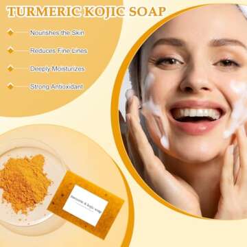 Nicgou Lemon Turmeric Kojic Soap, Turmeric Soap Bar for Face ＆ Body，Natural Turmeric Handmade Soap for All Skin Types (2pcs)