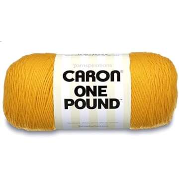 Caron One Pound Sunflower Yarn - 2 Pack of 454g/16oz - Acrylic - 4 Medium (Worsted) - 812 Yards - Kn...