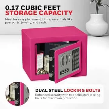 Honeywell Safes & Door Locks - Bolt Down Small Safe Box with Digital Lock for Home - Steel Security Electronic Lock Box - Cabinet & Door Design Safe with 2 Keys - 0.17-Cubic Feet - Pink - 5005P