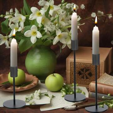 Black Candlestick Holders for Taper Candles Set of 6, Metal Tapered Candle Holders, Tall Candle Sticks Holder Decor for Wedding, Dinning, Party, Anniversary, Fits 3/4 Inch Thick Candle