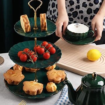 Sweejar 3 Tier Ceramic Cake Stand Elegant Dessert Platter