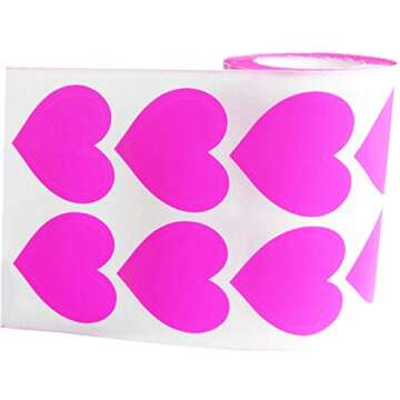 3-Way Pink Love Heart Stickers,Removable Perforated Self Adhesive Hearts Shape Labels - Art & Craft ...