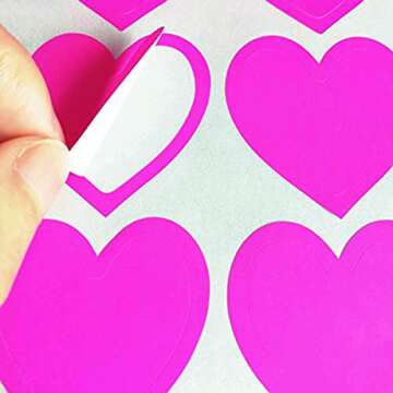 3-Way Pink Love Heart Stickers,Removable Perforated Self Adhesive Hearts Shape Labels - Art & Craft Projects - Sticker-Bombing & Gift Wrappings (1.5",500PCS/Roll)