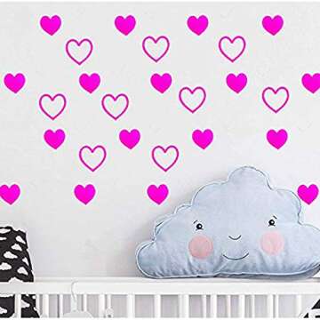 3-Way Pink Love Heart Stickers,Removable Perforated Self Adhesive Hearts Shape Labels - Art & Craft Projects - Sticker-Bombing & Gift Wrappings (1.5",500PCS/Roll)