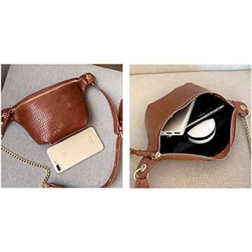 Women's Fashion PU Crossbody Bag Chest Pocket Shoulder Bag Shopping Bag Chest Bag Travel Pouch