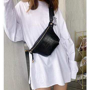 Women's Fashion PU Crossbody Bag Chest Pocket Shoulder Bag Shopping Bag Chest Bag Travel Pouch