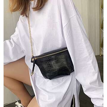 Women's Fashion PU Crossbody Bag Chest Pocket Shoulder Bag Shopping Bag Chest Bag Travel Pouch