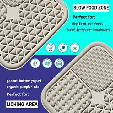 Kwispel Lick Mat for Dogs, Dog Lick Mat with Suction Cups for Anxiety, Peanut Butter Dog Licking Mat Slow Feeder Dispensing Treater Lick Pad for Dogs Cats Grooming Bathing and Training (Grey)