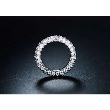 Barzel 18k White Gold Plated Cubic Zirconia Eternity Ring Wedding Band Jewelry for Women (Silver, 6)