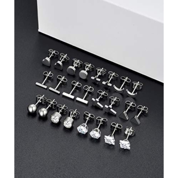 Stylish Ofeiyaa 12 Pairs Stainless Steel Earrings Set