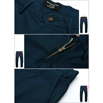 Match Men's Slim Tapered Stretchy Casual Pants in Peacock Blue