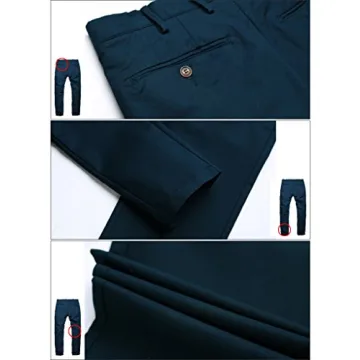 Match Men's Slim Tapered Stretchy Casual Pants in Peacock Blue
