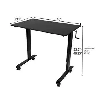 Stand Up Desk Store Crank Adjustable Height Rolling Standing Desk (Black Frame/Bamboo Top, 48" Wide)