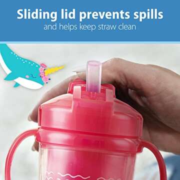 Dr. Brown's Milestones Insulated Sippy Cup with Straw and Handles, Spill-Proof Tumbler with Lid, 2-Pack, Pink, 10 oz/300 mL, BPA Free, 12m+