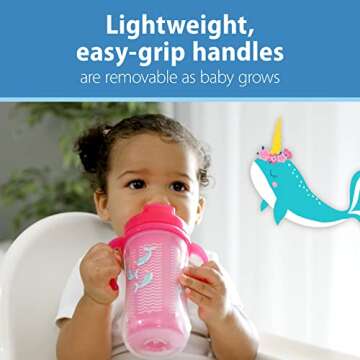 Dr. Brown's Milestones Insulated Sippy Cup with Straw and Handles, Spill-Proof Tumbler with Lid, 2-Pack, Pink, 10 oz/300 mL, BPA Free, 12m+