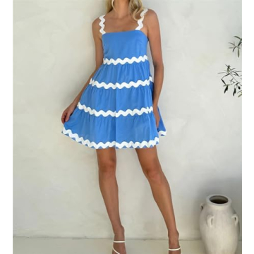 Shop Fuimsul Women Rickrack Trim Flowy Mini Dress Online