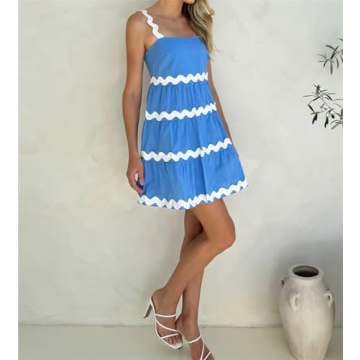 Shop Fuimsul Women Rickrack Trim Flowy Mini Dress Online