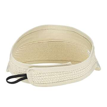 Straw Sun-Visor-Hats for Kids, Summer Straw Beach Hat Cap for Toddlers (Beige, Medium)