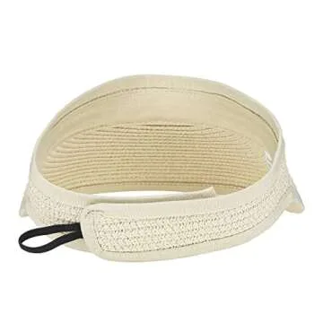 Straw Sun-Visor-Hats for Kids, Summer Straw Beach Hat Cap for Toddlers (Beige, Medium)
