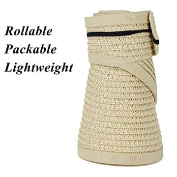 Straw Sun-Visor-Hats for Kids, Summer Straw Beach Hat Cap for Toddlers (Beige, Medium)