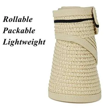 Straw Sun-Visor-Hats for Kids, Summer Straw Beach Hat Cap for Toddlers (Beige, Medium)