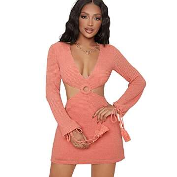 Trendy SweatyRocks Women's Coral Pink Bodycon Dress