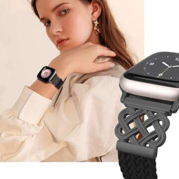 Chinber Braided Band Compatible with Apple Watch | Stylish Magnetic Clasp