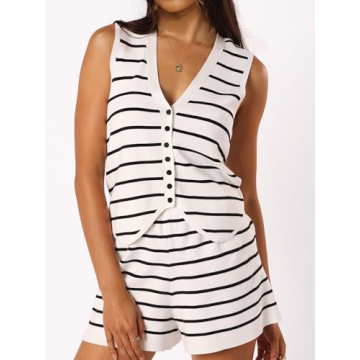 SuperPrity Summer Striped Lounge Sets for Women