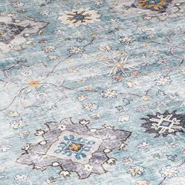 ReaLife Machine Washable Area Rug - Living Room Bedroom Bathroom Kitchen Entryway Office - Padded Lo...