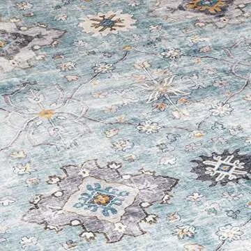 ReaLife Machine Washable Area Rug - Living Room Bedroom Bathroom Kitchen Entryway Office - Padded Lo...