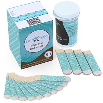 Keto-Mojo 50 Blood Ketone Test Strips, Precision Measurement for Diabetes & Low-Carb Weight Loss, Mo...
