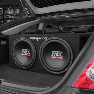 MTX 12" 400 Watt RMS Dual Loaded 1200 Watt Car Subwoofer Enclosure Audio with Sub Box, Mono Block & 8-Gauge Amplifier Complete Wiring Installation Kit