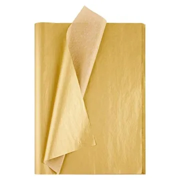 MIAHART 50 Sheets Metallic Gold Tissue 20X14 Inch Gift Wrap Paper