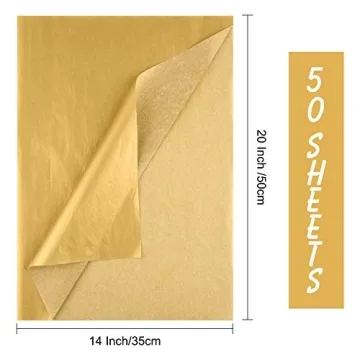 MIAHART Gold Tissue Paper 50 Sheets Gift Wrap Accessory