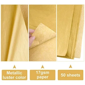 MIAHART Gold Tissue Paper 50 Sheets Gift Wrap Accessory