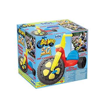 The Original Big Wheel,Blue-Yellow-Red, Giant 16' Wheel Ride On Tricycle,3 Position Seat - Trike, Kid Powered Pedal Bike,50th Year, Sit Down Riding Around Outdoor Toy, Ages 3-8 (19053)
