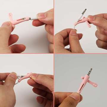 KINBOM 10pcs Headphone Cord Protector, Wired Headphone Cord Protector Data Cable Winder Cable Protector 2 in 1 Silicone Case for Most Headphone 3.5 Round Plugs