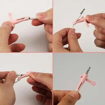 KINBOM 10pcs Headphone Cord Protector, Wired Headphone Cord Protector Data Cable Winder Cable Protector 2 in 1 Silicone Case for Most Headphone 3.5 Round Plugs