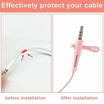 KINBOM 10pcs Headphone Cord Protector, Wired Headphone Cord Protector Data Cable Winder Cable Protector 2 in 1 Silicone Case for Most Headphone 3.5 Round Plugs