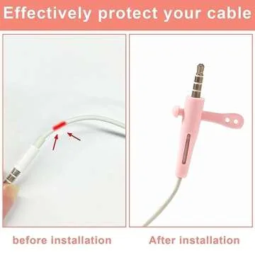 KINBOM 10pcs Headphone Cord Protector, Wired Headphone Cord Protector Data Cable Winder Cable Protector 2 in 1 Silicone Case for Most Headphone 3.5 Round Plugs