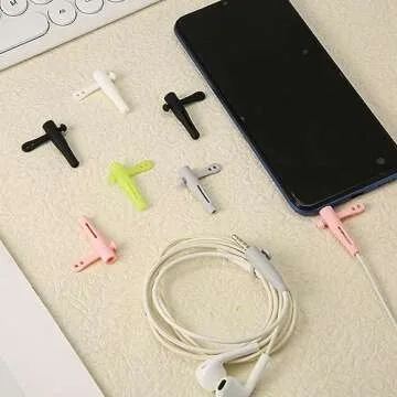 KINBOM 10pcs Headphone Cord Protector, Wired Headphone Cord Protector Data Cable Winder Cable Protector 2 in 1 Silicone Case for Most Headphone 3.5 Round Plugs