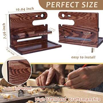 Funistree Gifts for Men Dad, Valentines Day Gifts for Him, Wood Phone Docking Station, Anniversary Birthday Gifts for Husband Boyfriend from Wife, Men Nightstand Organizer Presents Ideas for Boyfriend