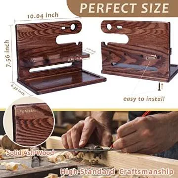 Funistree Gifts for Men Dad, Valentines Day Gifts for Him, Wood Phone Docking Station, Anniversary Birthday Gifts for Husband Boyfriend from Wife, Men Nightstand Organizer Presents Ideas for Boyfriend