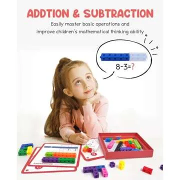 GAMENOTE 100pcs Math Cubes Manipulatives with 11 Activity Cards - Number Counting Blocks Toys Snap L...