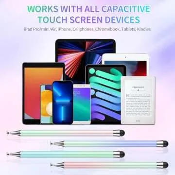 Stylus Pen for Touchscreen (4Pcs), 2 in 1 Stylus Pen for iPad, High Precision and Sensitivity Rubber Tips and Disc Compatible with iPad/iPhone/Android Tablets and All Touch Screens Devices (Light)