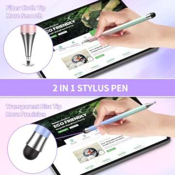 Stylus Pen for Touchscreen (4Pcs), 2 in 1 Stylus Pen for iPad, High Precision and Sensitivity Rubber Tips and Disc Compatible with iPad/iPhone/Android Tablets and All Touch Screens Devices (Light)