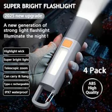 Rechargeable LED Flashlights High Lumens - 20,000 Lumens Super Bright with USB Cable & Hook, 3 Modes...
