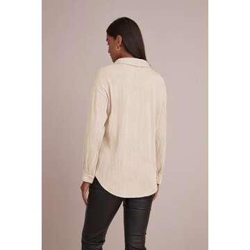 CHYRII Women's Textured Button Down Long Sleeve Shirt