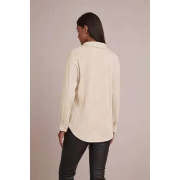 CHYRII Women's Textured Button Down Long Sleeve Shirt